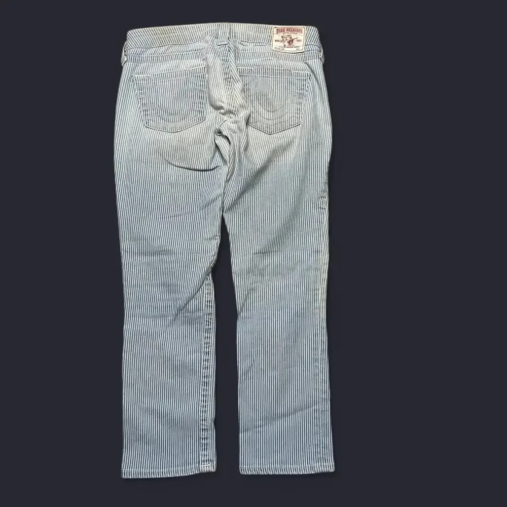 True Religion Women’s White‎ & Blue Capri Crop Pants - 26